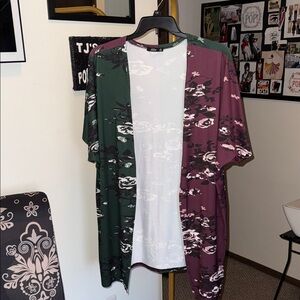 Floral Green and Purple Kimono
